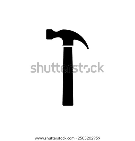 Hammer symbol and clip art. Hammer black and white flat vector icon design