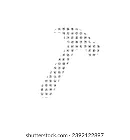 The hammer symbol filled with black dots. Pointillism style. Vector illustration on white background