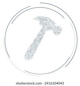 The hammer symbol filled with dark blue dots. Pointillism style. Vector illustration on white background