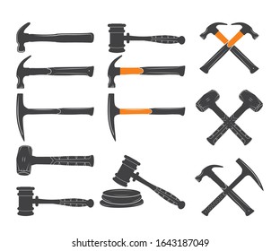 Hammer symbol icon cross vector illustration