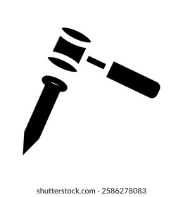  hammer symbol, hammer and nail illustration logo black. 