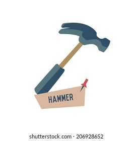 Hammer symbol on white background,Retro colour concept,clean vector 