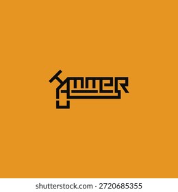 Ideia do logotipo da tipografia do texto do martelo.