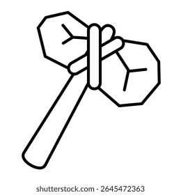 Ícone de linha fina martelo, conceito de museu da cidade. Gráficos vetoriais. Machado guerreiro antigo, símbolo de ferramenta de arma no fundo branco, móvel estilo ou design