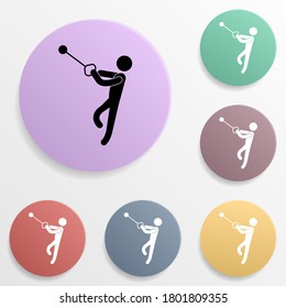 Icono de conjunto de color de la insignia de lanzamiento de martillo. Glifo simple, vector plano de iconos deportivos para ui y ux, sitio web o aplicación móvil