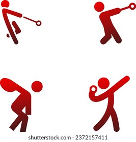 
Hammer Throw Icons

Get ready to swing into action with these icons. These icons vividly illustrate the dynamic sport of hammer throwing , making them ideal for sports-related websites. - Shutterstock ID 2372157411