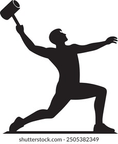 Hammer throw silhouette vector with a white background