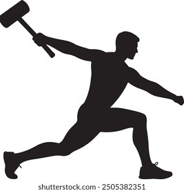 Hammer throw silhouette vector with a white background