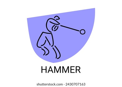 hammer throw sport vector line icon. hammer throw stance. sport pictogram, vector illustration.
