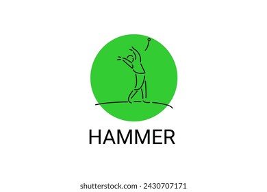 hammer throw sport vector line icon. hammer throw stance. sport pictogram, vector illustration.
