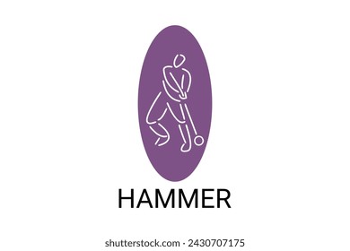 hammer throw sport vector line icon. hammer throw stance. sport pictogram, vector illustration.
