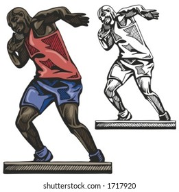 Atleta lanzador de martillo. Ilustración vectorial.