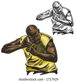 Hammer thrower athlete. Vector illustration.