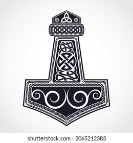 hammer of the thunder god norse mythology, ornamental viking talisman symbol