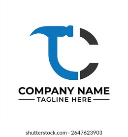 Hammer Time Construction Logo Design Modern Minimalist Hammer and Circle Initial Design for Building Carpentry Repair and Maintenance Services