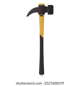 Ferramenta martelo com design preto e amarelo sobre fundo branco. Ilustração vetorial