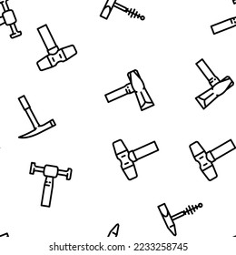 hammer tool construction vector seamless pattern thin line illustration