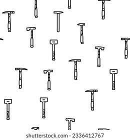 Hammer-Werkzeugbau, Vektorgrafik nahtlos dünner Linie