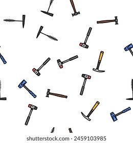 hammer tool construction vector seamless pattern thin line illustration