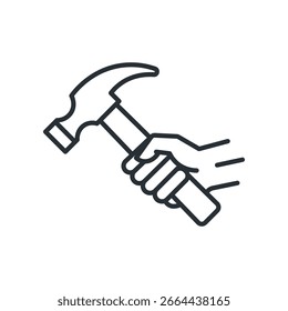 Equipamento para ferramentas de martelo. Ícone Construção. Ilustração vetorial
