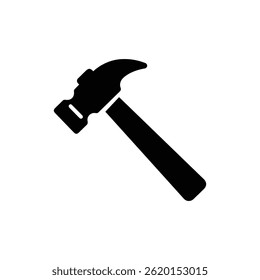 Hammer Tool Flat Icon Facing Left Down Representing Construction or Repair