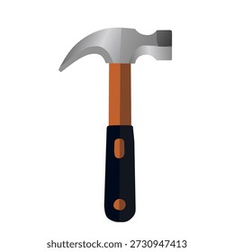 Herramienta de martillo en estilo plano para trabajos de construcción. Perfecto para crear imágenes, guías de reparación e ilustraciones de herramientas profesionales.