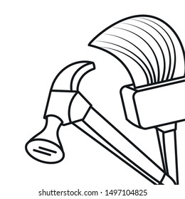 hammer tool handle with paint brush