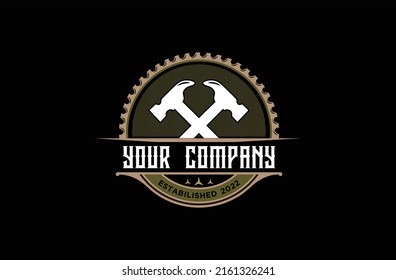 Hammer Tool Hitting Logo Vintage Stock Vector (Royalty Free) 2161326241 ...