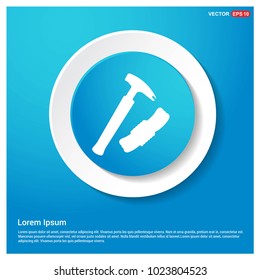 Hammer Tool Icon Abstract Blue Web Sticker Button