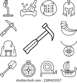 hammer, tool icon in a collection with other items