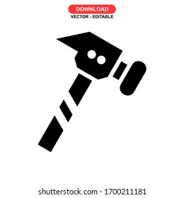 hammer tool icon or logo isolated sign symbol vector illustration - high quality black style vector icons

