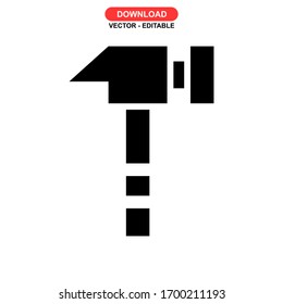hammer tool icon or logo isolated sign symbol vector illustration - high quality black style vector icons
