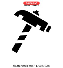 hammer tool icon or logo isolated sign symbol vector illustration - high quality black style vector icons
