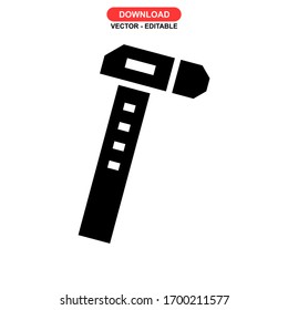 hammer tool icon or logo isolated sign symbol vector illustration - high quality black style vector icons
