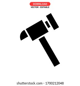 hammer tool icon or logo isolated sign symbol vector illustration - high quality black style vector icons

