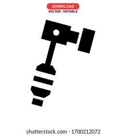 hammer tool icon or logo isolated sign symbol vector illustration - high quality black style vector icons

