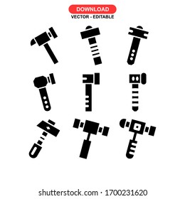 hammer tool icon or logo isolated sign symbol vector illustration - Collection of high quality black style vector icons
