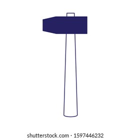 hammer tool icon over white background, flat deisgn, vector illustration