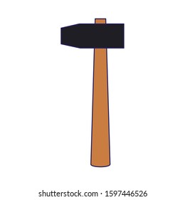hammer tool icon over white background, vector illustration