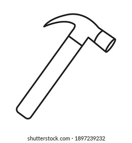 hammer tool icon over white background, line style, vector illustration