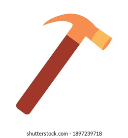 hammer tool icon over white background, flat style, vector illustration