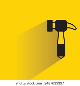 hammer tool icon with shadow on yellow background