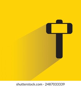 hammer tool icon with shadow on yellow background