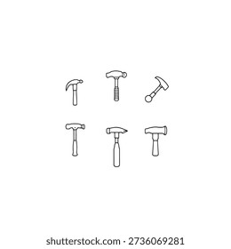 Hammer tool line art precise construction sketch