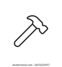 Ferramenta Martelo, ícone linear. Conceito de construção, trabalho manual ou impacto. Linha com traçado editável.
