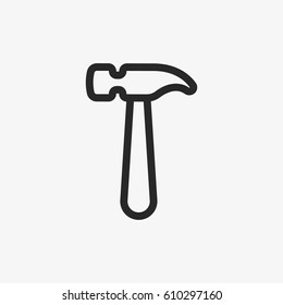 Hammer Tool Minimal Flat Line Outline Stroke Icon Pictogram Symbol
