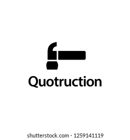 Hammer Tool with Quote Speech Talk Logo Design Inspiration