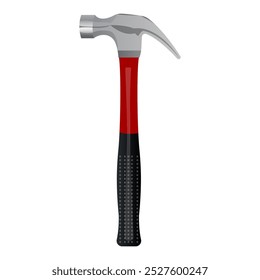 Hammer tool with red handle and gray head. Vector illustration