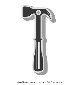 hammer tool repair, isolated flat icon design