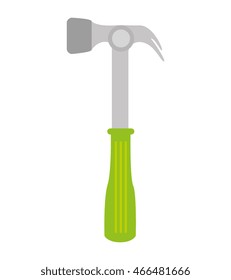 hammer tool repair, isolated flat icon design